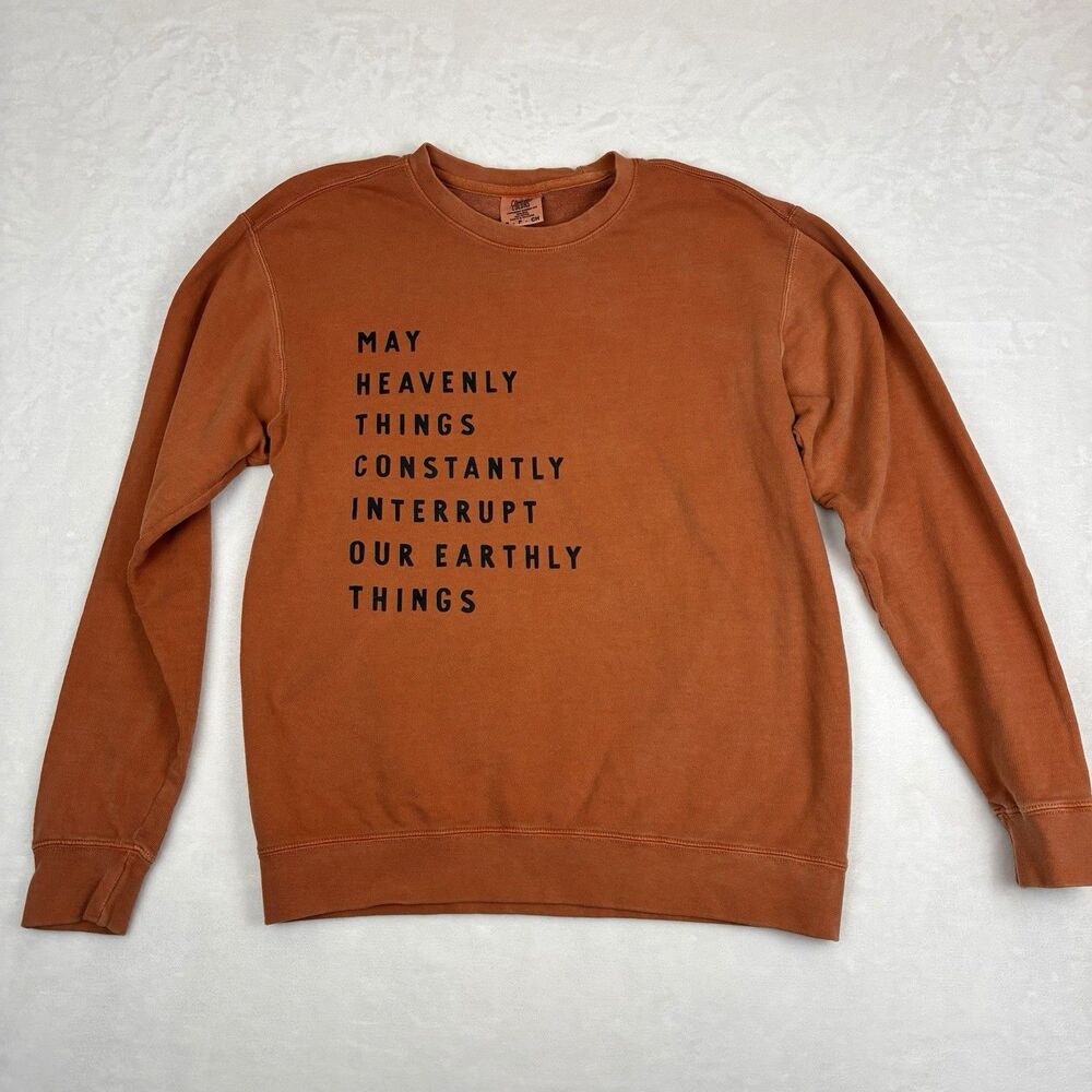 Comfort Colors Sweatshirt Women’s Small Orange Christian Inspirational Crewneck